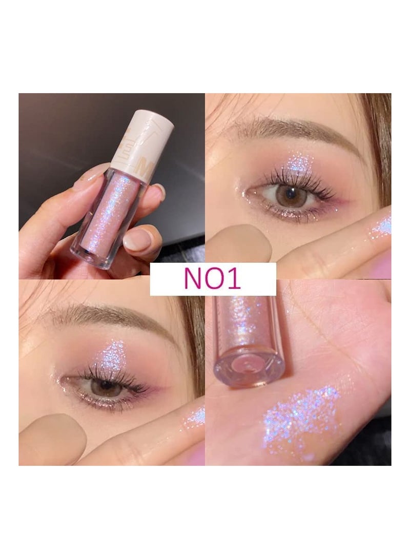 SYOSI 5 Pcs Liquid Glitter Eyeshadow - Shimmer Eye Shadow Gel Kit - Sparkling Metallic High Pigmented Glitter Eye Shadow, Quick Drying Long Lasting Creates High-Impact Multi Dimensional Beauty Eye Looks - Image 3