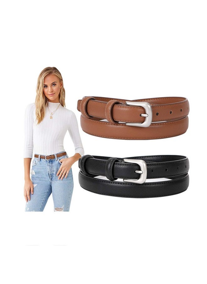 2 Pack Ladies Skinny Thin Leather Belts For Women Jeans With Pin Alloy Buckle Fashion Waist Belt For Dress Pants Formal Casualblack And Brown - pzsku/Z80501C205BD360DC71F0Z/45/_/1718301873/fd6812c6-39a5-4b35-a19e-fd67b6603d4d