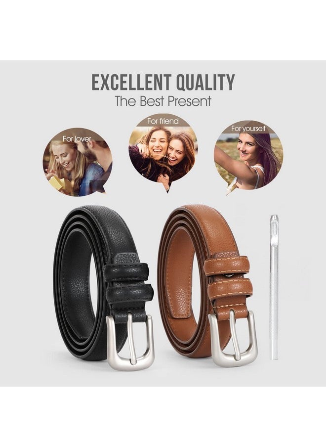 2 Pack Ladies Skinny Thin Leather Belts For Women Jeans With Pin Alloy Buckle Fashion Waist Belt For Dress Pants Formal Casualblack And Brown - pzsku/Z80501C205BD360DC71F0Z/45/_/1718301875/efe5a415-44d6-49da-b3ea-1da9fe5a0746