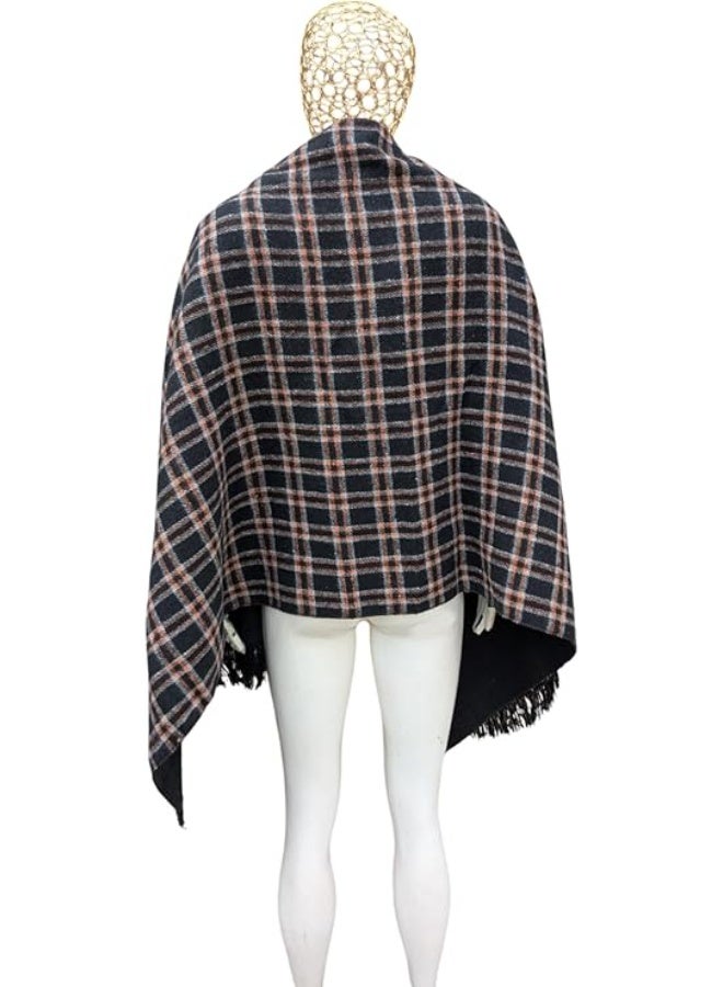 شال صوف وجهين ( وجهه سادة . ووجهة كاروهات ) كبير طول 180 سم * عرض 70 سم . لتدفئة اكثر . للرجال والنساء - Image 4