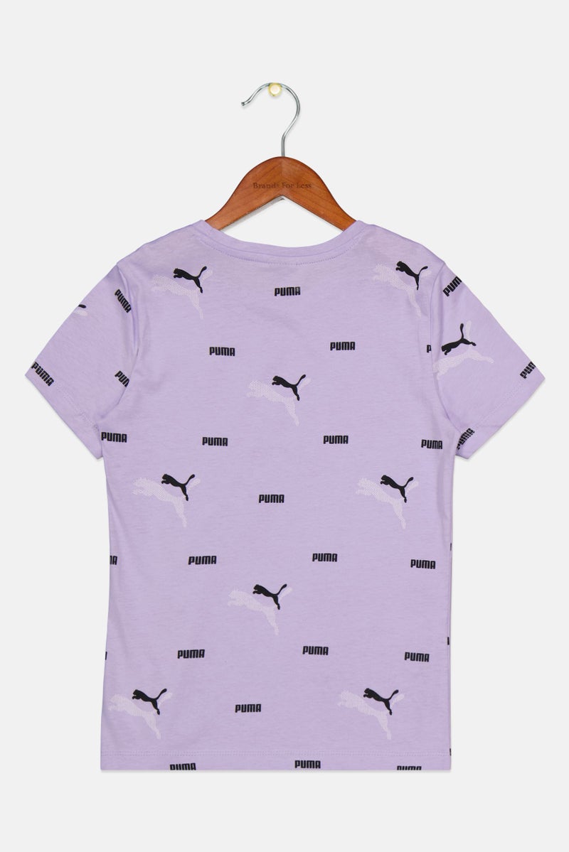 PUMA Kids Girl Sportswear Fit Brand Logo Outdoor T-shirt, Lavender - Image 2