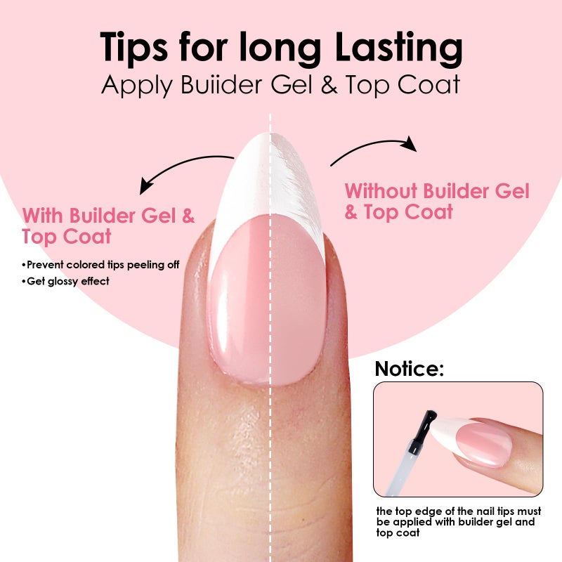 Canvalite French Tip Press on Nails Gel Nail Tips - 300Pcs Pre-Colored Quick and Easy Fake Nails with Designs Coffin Nails Tips Press on Nails Long DIY Nail Extensions, Pink White - Image 4