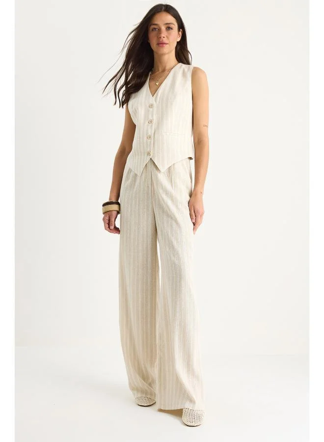 Ginger  Button Up Relaxed Fit Vest & Pant Coord Set for Women | Best Price UAE