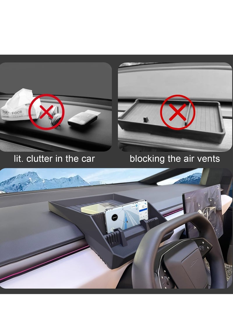 Generic Center Console Organizer for Tesla Cybertruck Behind Screen Storage Tray ABS Dashboard Hidden Box Cybertruck Accessories Interior  - Image 5