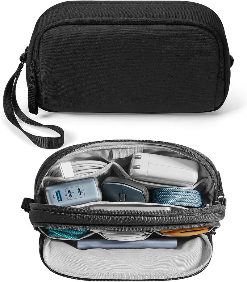 Excefore Electronic Organizer Travel Case, Water-Resistant Tech Pouch with Dual Compartments for Cables, Chargers, Phones, Hard Drives, Power Banks, Cable Organization Storage Bag for Travel Accessories, M - Image 1