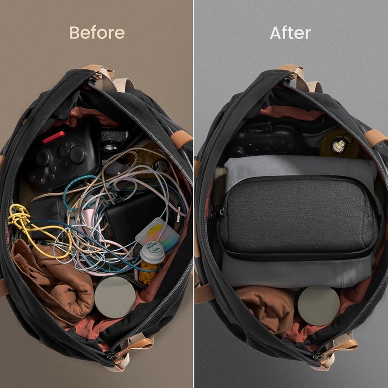 Excefore Electronic Organizer Travel Case, Water-Resistant Tech Pouch with Dual Compartments for Cables, Chargers, Phones, Hard Drives, Power Banks, Cable Organization Storage Bag for Travel Accessories, M - Image 4