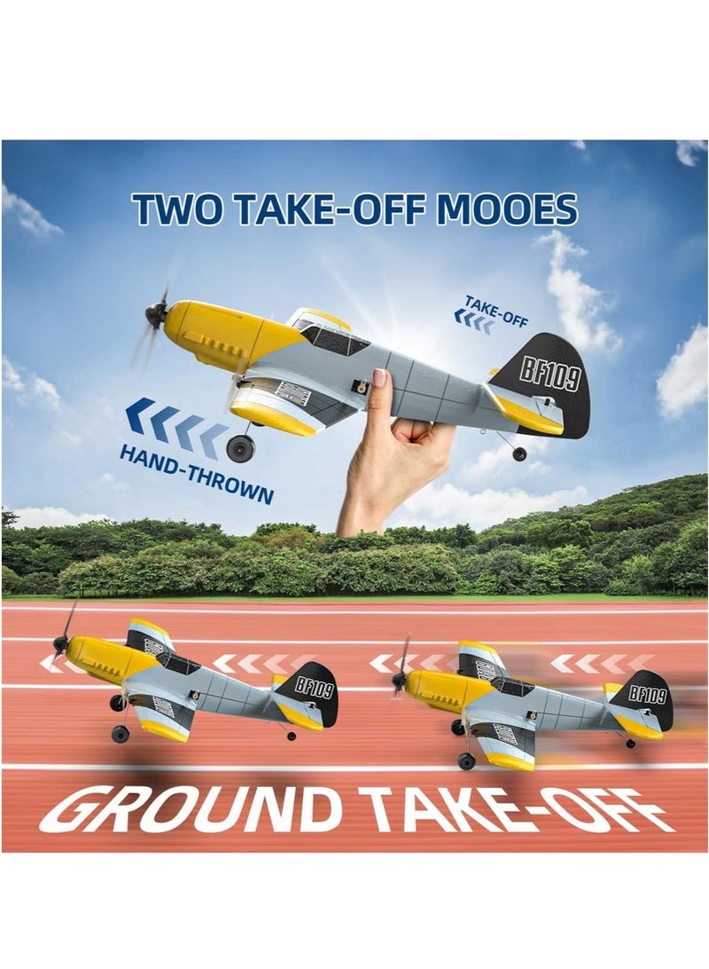 BF-109 3CH RC Plane - 2.4GHz 6-Axis Gyro Fighter Aircraft with 2 Batteries, RTF Remote Control Airplane Toy for Adults Kids Beginners - Durable RC Glider Boys Toys  - Image 4