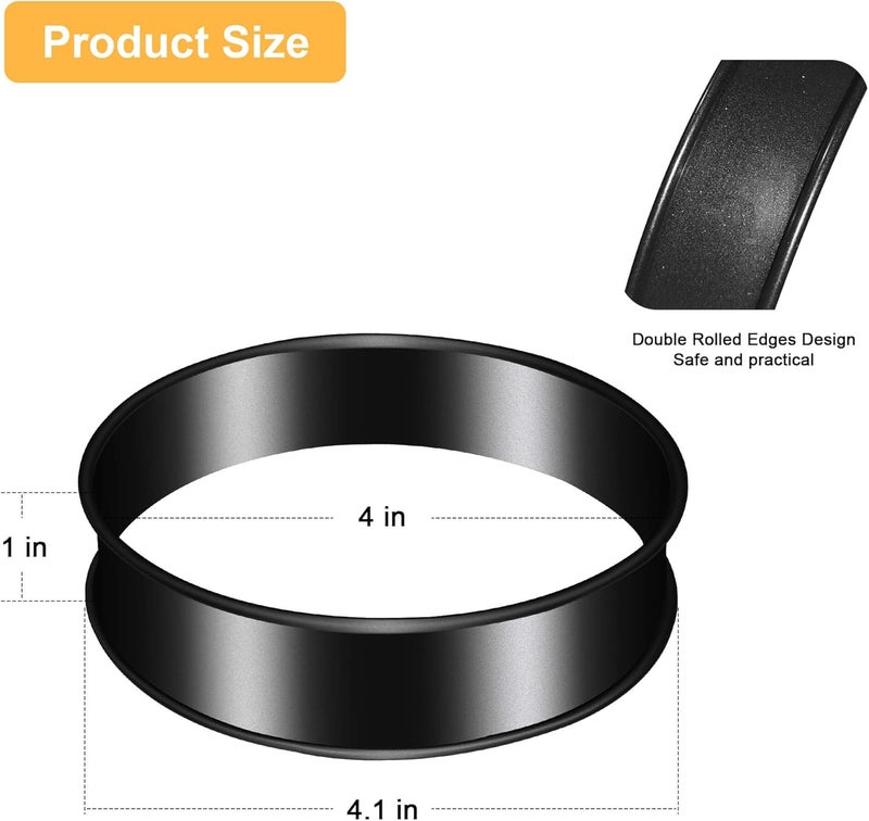 BaokiTook 4Pack Crumpet Rings NONSTICK English Muffin Rings 4"-Round Egg Ring -Stainless Steel for Cooking Baking-Round Metal Cooking Ring (4-inch-4PCS) - Image 3