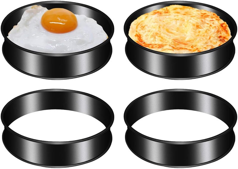 BaokiTook 4Pack Crumpet Rings NONSTICK English Muffin Rings 4"-Round Egg Ring -Stainless Steel for Cooking Baking-Round Metal Cooking Ring (4-inch-4PCS) - Image 1