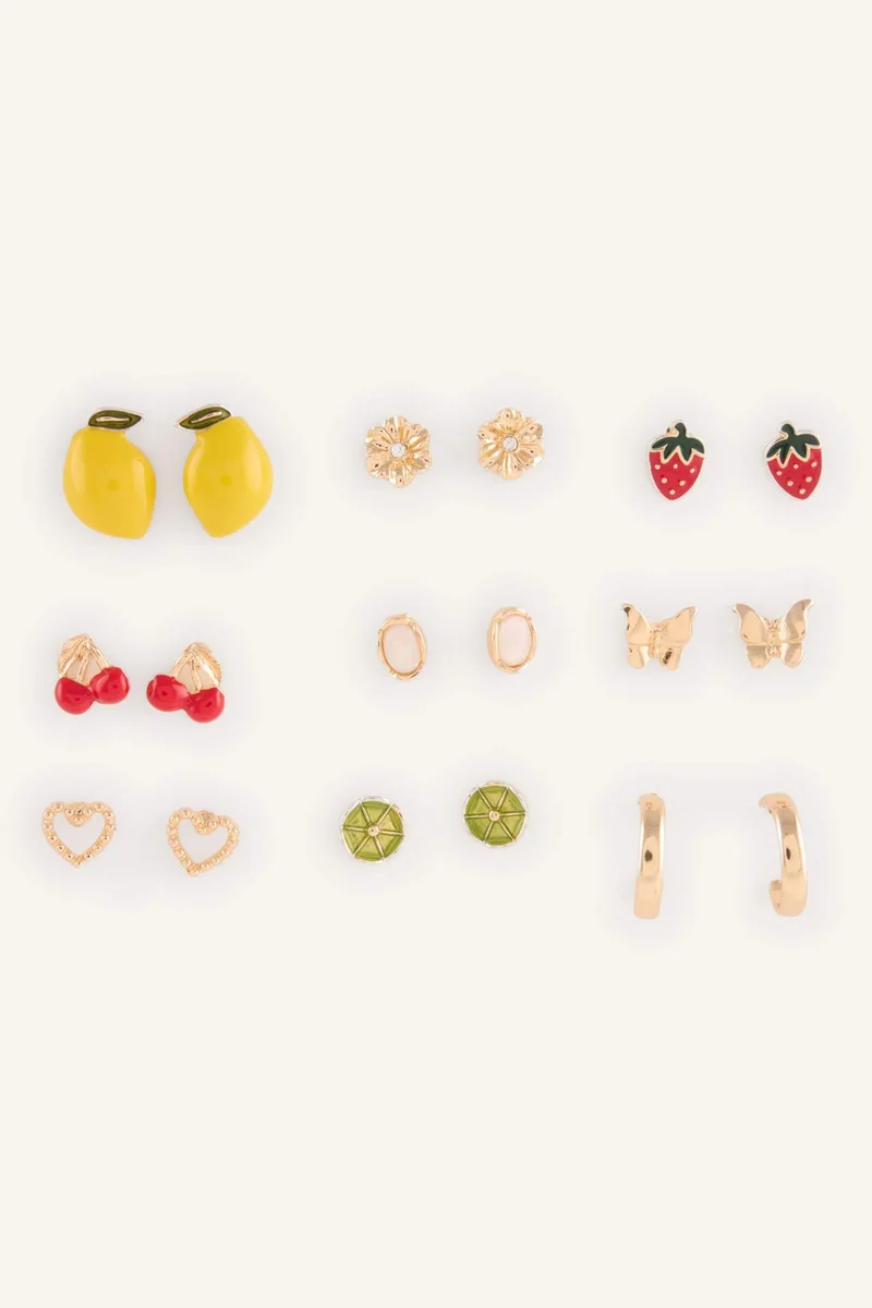 Woman 9 piece Fruit Motif Earrings