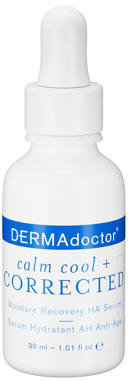 DERMAdoctor Calm Cool  Corrected Dermatologist Formulated Moisture Recovery Hyaluronic Acid Serum with Vitamin C  Niacinamide Hydrating  Brightening Anti Aging Serum for Sensitive Skin  1 fl oz