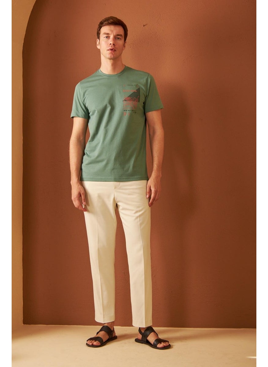 Odelon - Men's Comfort Fit Printed Cotton T-Shirt Green MARS16 - Image 1