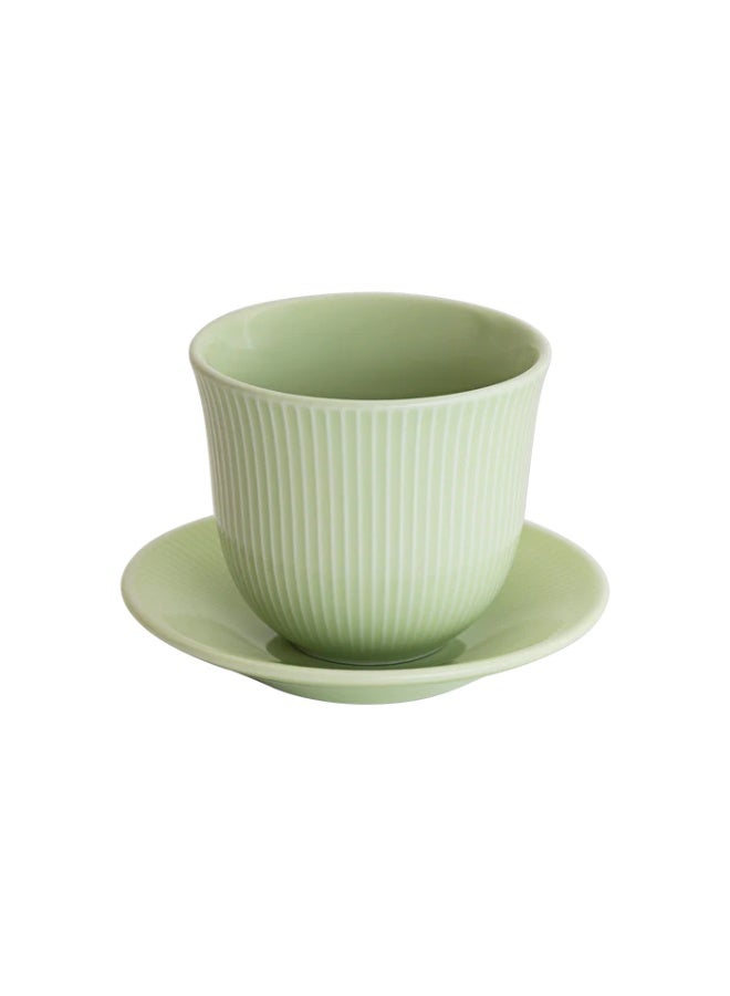 Loveramics Brewers 250ml Embossed Porcelain Tasting Cup With 13cm Plate Gre