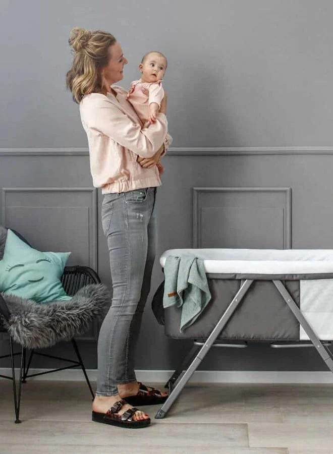 hauck Hauck Dreamer Baby Rocker & Bassinet – Grey – From Birth to 9 kg - 6 Months – 2-in-1 Baby Bouncer & Rocking Crib, Lightweight & Foldable with Mattress