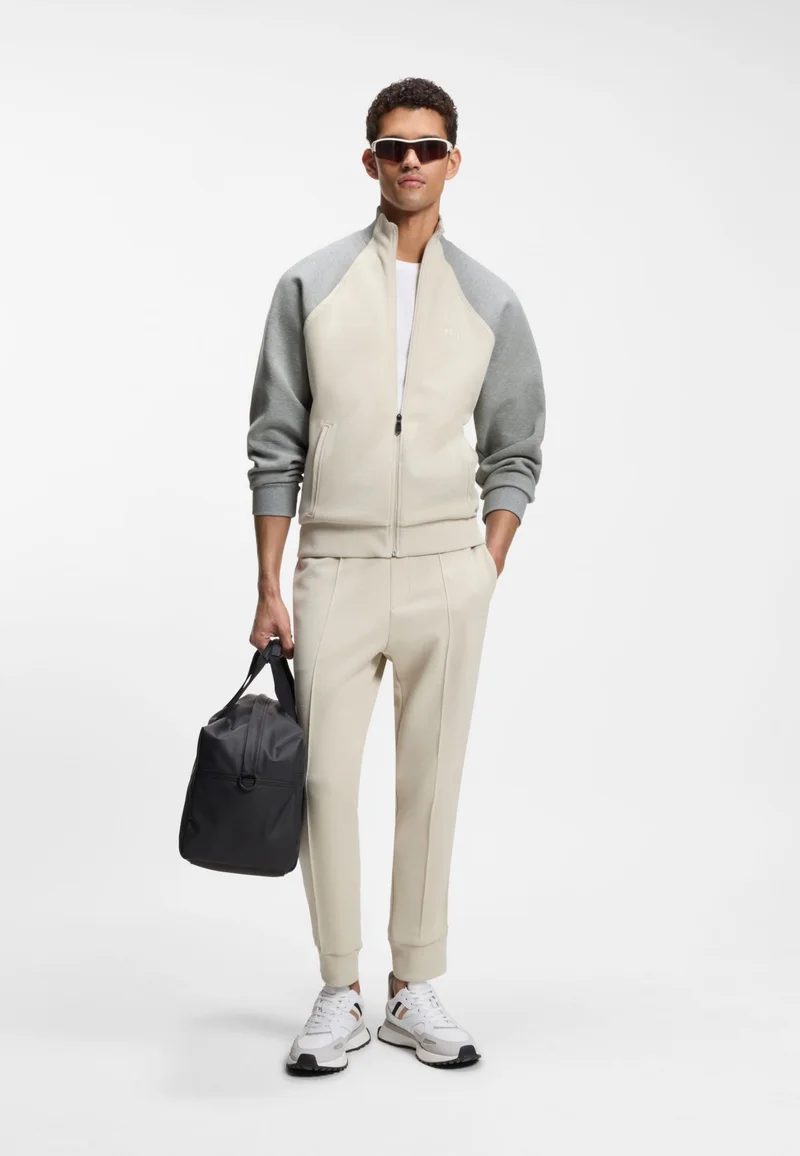 BOSS Cotton-blend sweatshirt with contrast piping