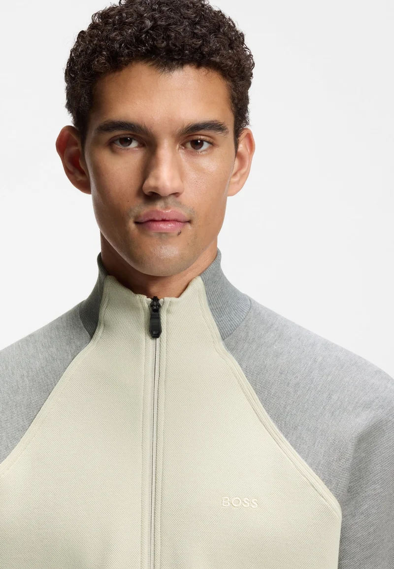 BOSS Light Beige Cotton-blend sweatshirt with contrast piping for Men | Best Price UAE