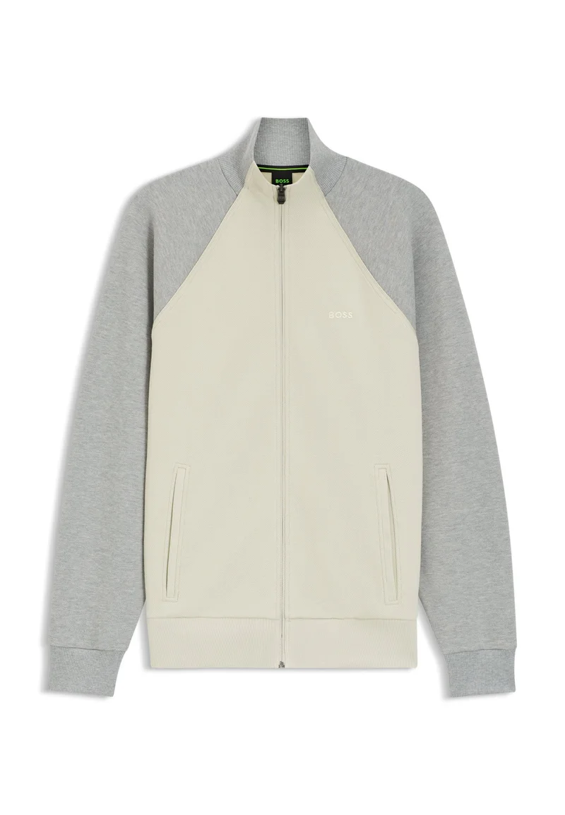 BOSS Light Beige Cotton-blend sweatshirt with contrast piping for Men | Best Price UAE