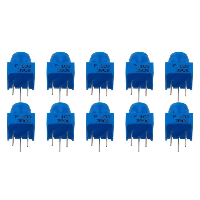 BOJACK 10K Ohm Breadboard Trim Potentiometer with Knob for Arduino P103 3 Terminal pin Blue Variable Resistors (Pack of 10) - Image 2
