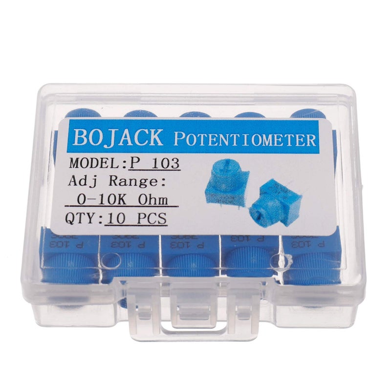 BOJACK 10K Ohm Breadboard Trim Potentiometer with Knob for Arduino P103 3 Terminal pin Blue Variable Resistors (Pack of 10) - Image 4