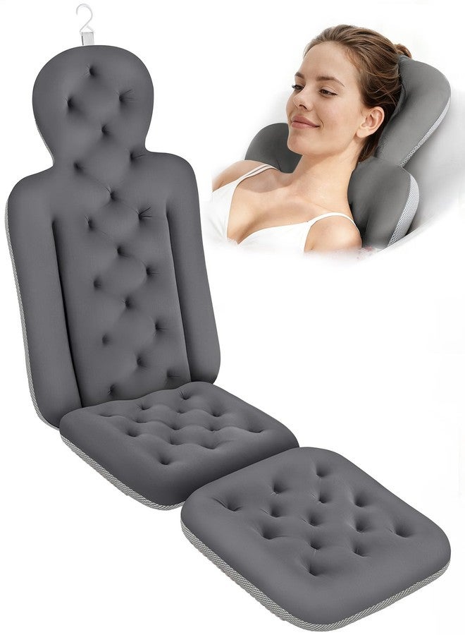 VEILS Bath Cushion, Full Body Bathtub Pillow with 160 Suction Cups, Bath Mat for Head and Neck Support, with Laundry Bag (Dark Gray, 56" x 16") - Image 1