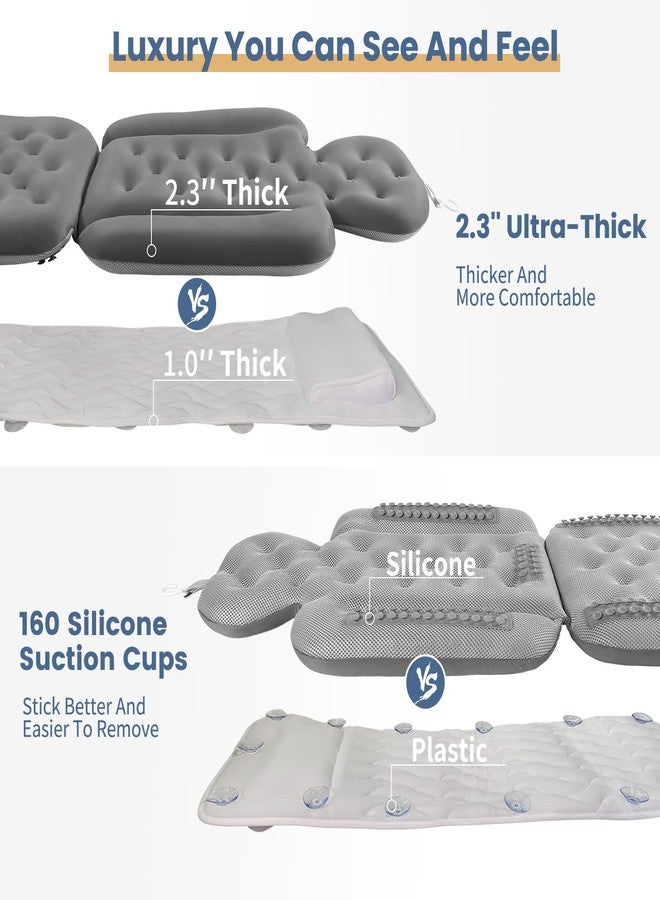 VEILS Bath Cushion, Full Body Bathtub Pillow with 160 Suction Cups, Bath Mat for Head and Neck Support, with Laundry Bag (Dark Gray, 56" x 16") - Image 5
