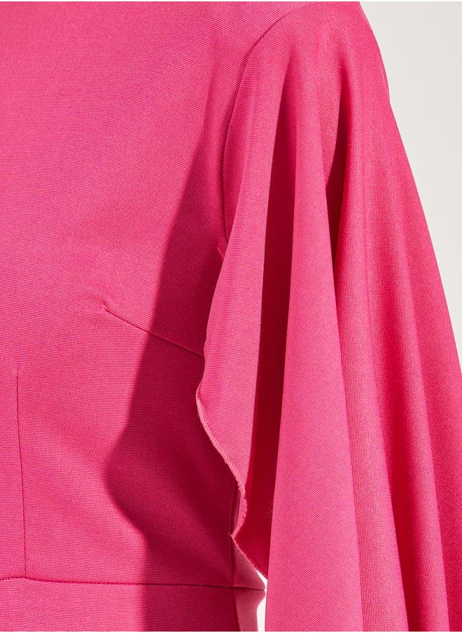 Styli Long Drape Slit Sleeves Mermaid Hem Maxi Dress  - Image 3