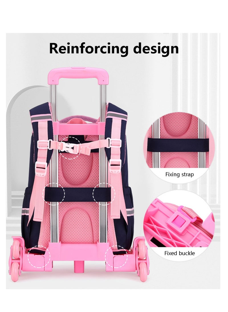 Generic Kids Trolley Backpack Wheeled Schoolbag, Mermaid Print Rolling School Bag for Girls Students  - Image 4
