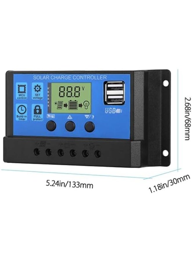 100A Solar Charge Controller 12V/24V with Timer – Automatic MPPT/PWM Solar Battery Charging Regulator, LCD Display, Dual USB Output for Solar Panels, Batteries, RV, Car, Boat & Off-Grid Systems - Image 1