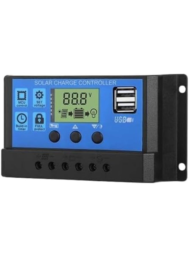 100A Solar Charge Controller 12V/24V with Timer – Automatic MPPT/PWM Solar Battery Charging Regulator, LCD Display, Dual USB Output for Solar Panels, Batteries, RV, Car, Boat & Off-Grid Systems - Image 5