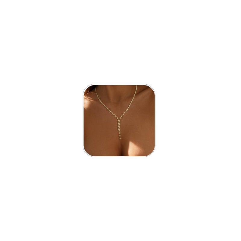 STONEFANS Rhinestone Long Necklaces for Women - Dainty Rhinestone Gold Drop Lariat Y Necklace for Women Simple Cute Long Gold Necklaces Bridal Prom Accessories Jewelry Wedding Gifts - Image 1