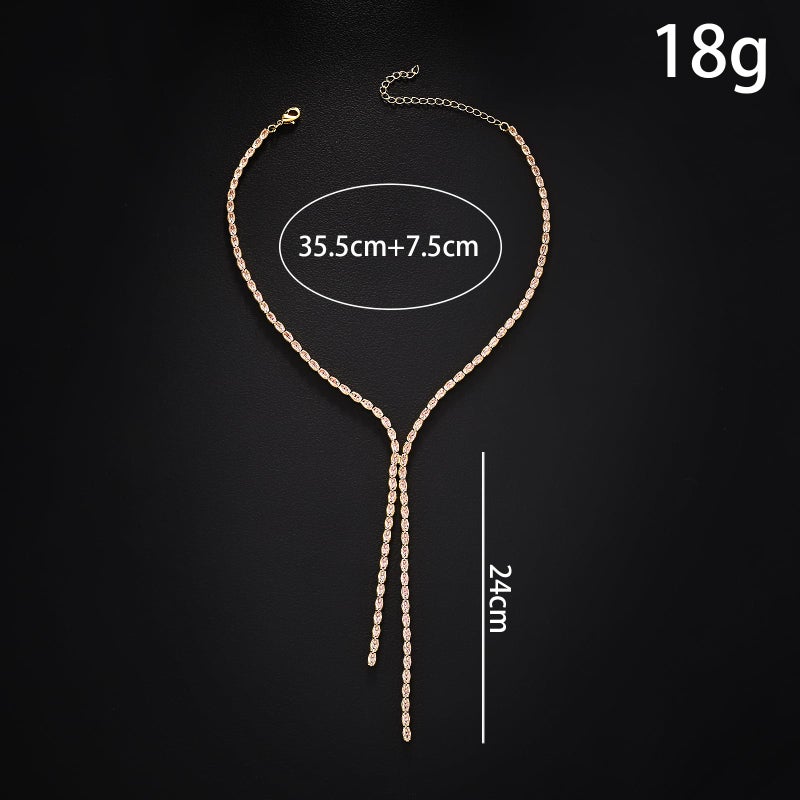 STONEFANS Rhinestone Long Necklaces for Women - Dainty Rhinestone Gold Drop Lariat Y Necklace for Women Simple Cute Long Gold Necklaces Bridal Prom Accessories Jewelry Wedding Gifts - Image 2