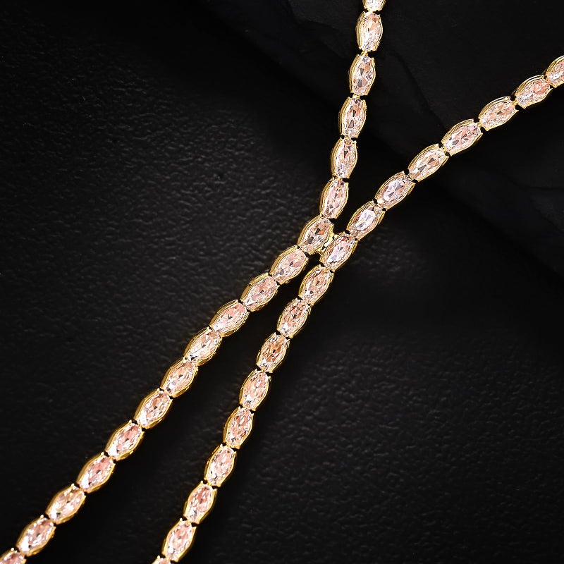 STONEFANS Rhinestone Long Necklaces for Women - Dainty Rhinestone Gold Drop Lariat Y Necklace for Women Simple Cute Long Gold Necklaces Bridal Prom Accessories Jewelry Wedding Gifts - Image 5