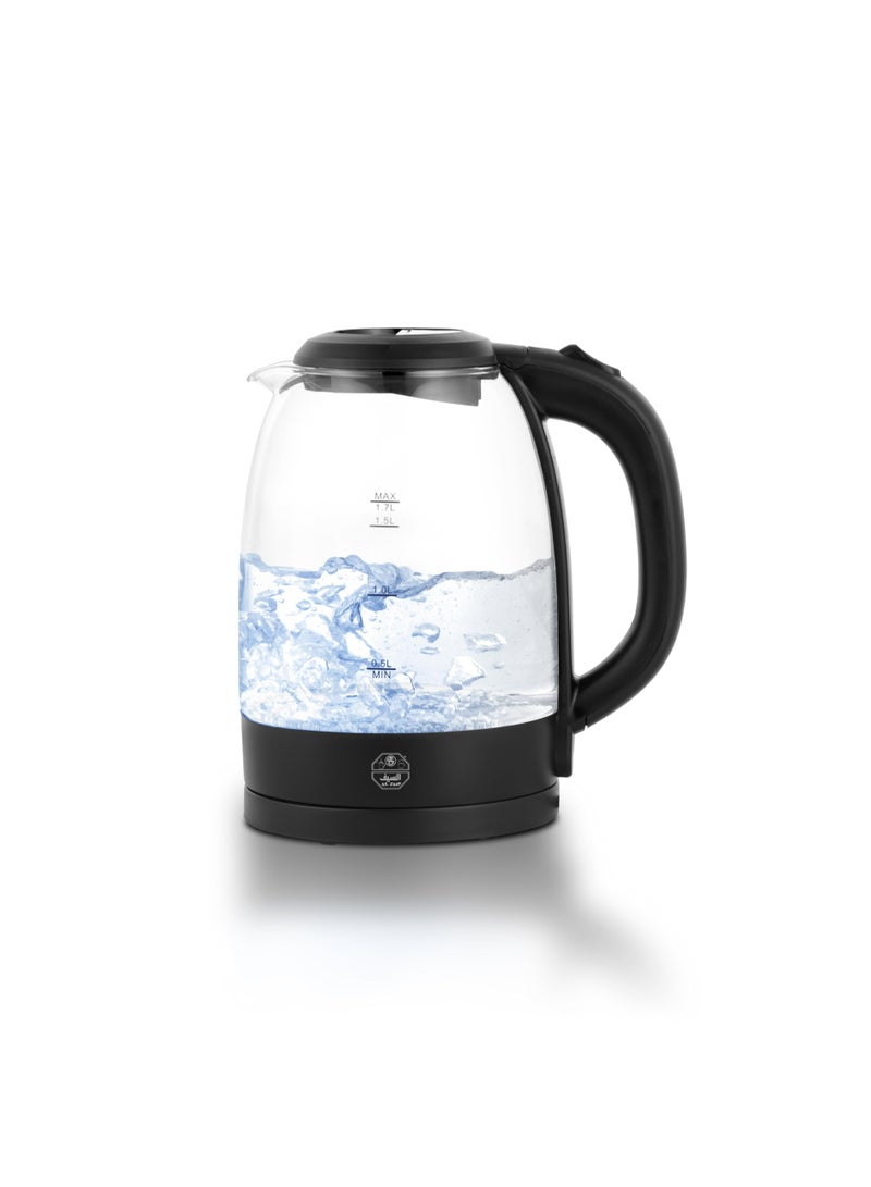 Electric Glass Water Kettle, 1.7L, 2200W, Black, E03227 - Image 1