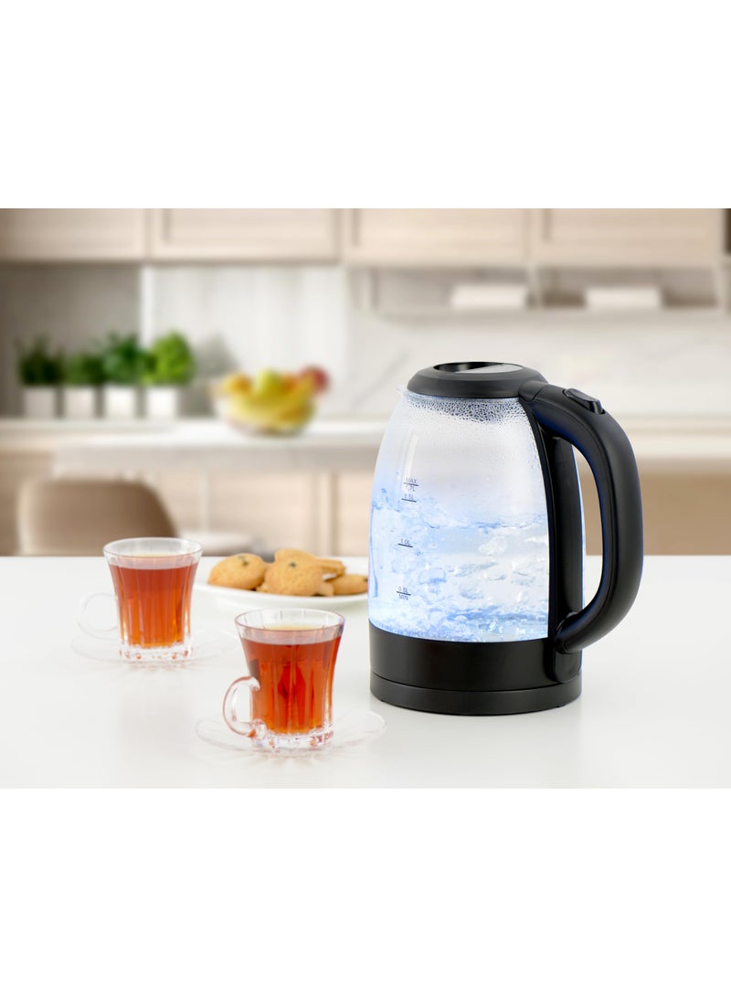 Electric Glass Water Kettle, 1.7L, 2200W, Black, E03227 - Image 3