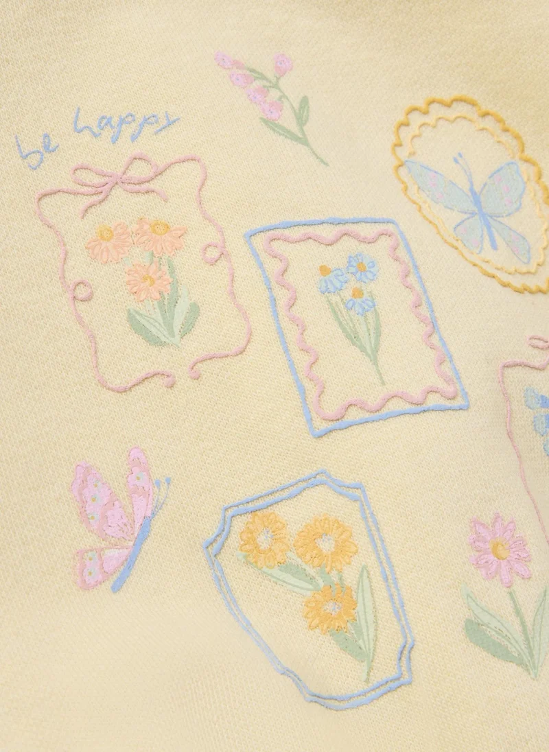 Matalan Baby Yellow Floral Butterfly Sweatshirt