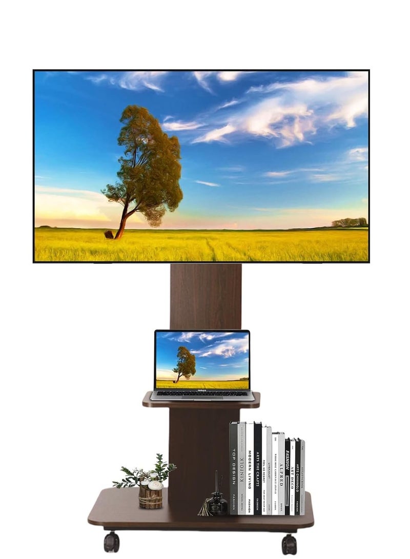 DMG TECH Mobile TV Cart with Lockable Wheels (35KG Load) - Height Adjustable 123-163cm for 32-65" TVs, VESA 600x400, Bedroom/Living Room/Office - Image 2