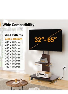 DMG TECH Mobile Floor TV Mount Stand, Movable TV Stand with Lockable Wheels, for 32-65 Inch TVs, VESA 600x400mm, Load 35KG, Angle and Height Adjustable, for Bedroom, Living Room, Office  - Image 3