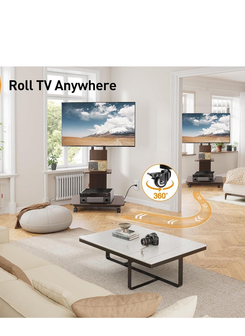 DMG TECH Mobile TV Cart, Movable TV Stand with Lockable Wheels, for 32-65 Inch TVs, VESA 600x400mm, Load 35KG, Angle and Height Adjustable, for Bedroom, Living Room, Office  - Image 4