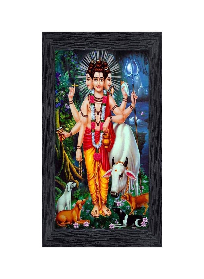 pnf Poster n Frames Lord Dattatreya Wooden Photo Frame With Acrylic Sheet For Worship/Pooja|Daily Worship Routine|Home Wall & Decoration(Multicolour,6x8inch)-20437 - Image 1