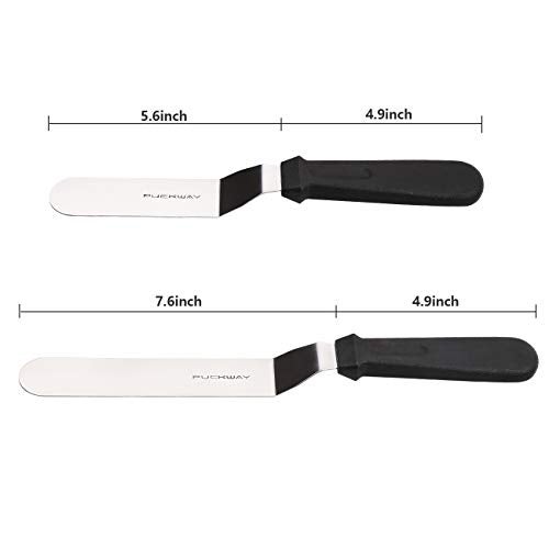 PUCKWAY Angled Icing Spatula, Stainless Steel Offset Spatula, Cake Spatula Set of 2 Black 6, 8 inch Blade - Image 2