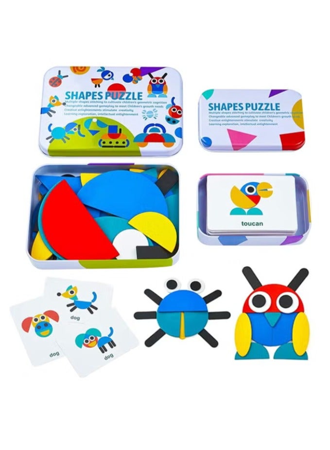 Iron box Montessori fun shape jigsaw puzzle baby early education toy children jigsaw puzzle girl boy - Image 1