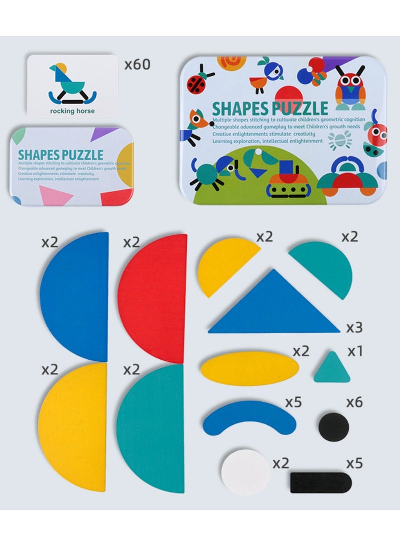 Iron box Montessori fun shape jigsaw puzzle baby early education toy children jigsaw puzzle girl boy - Image 3