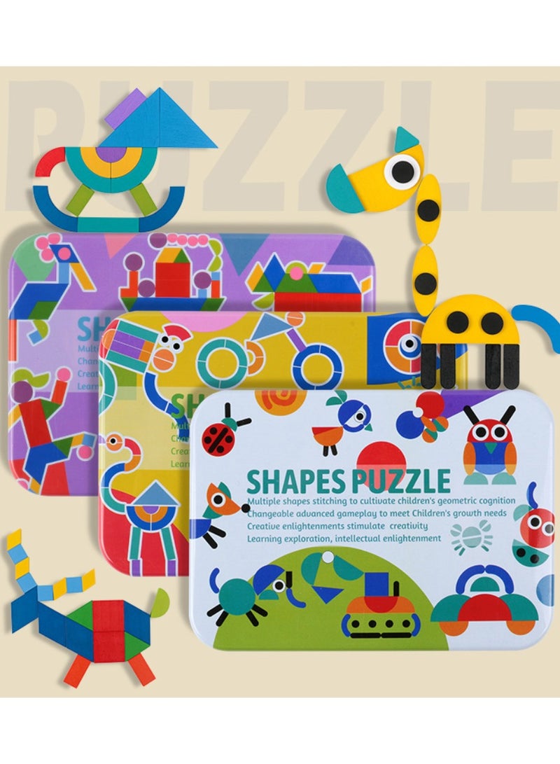 Iron box Montessori fun shape jigsaw puzzle baby early education toy children jigsaw puzzle girl boy - Image 2
