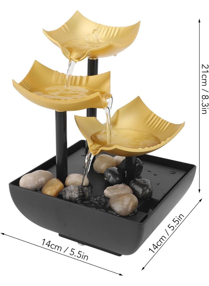 Relex Water Fountain, Desk Fountain Indoor Waterfall USB Powered 3 Tier Waterflow Fountain Desktop Fountain Decoration with LED Light for Living Room Bedroom Office Decoration - Image 5