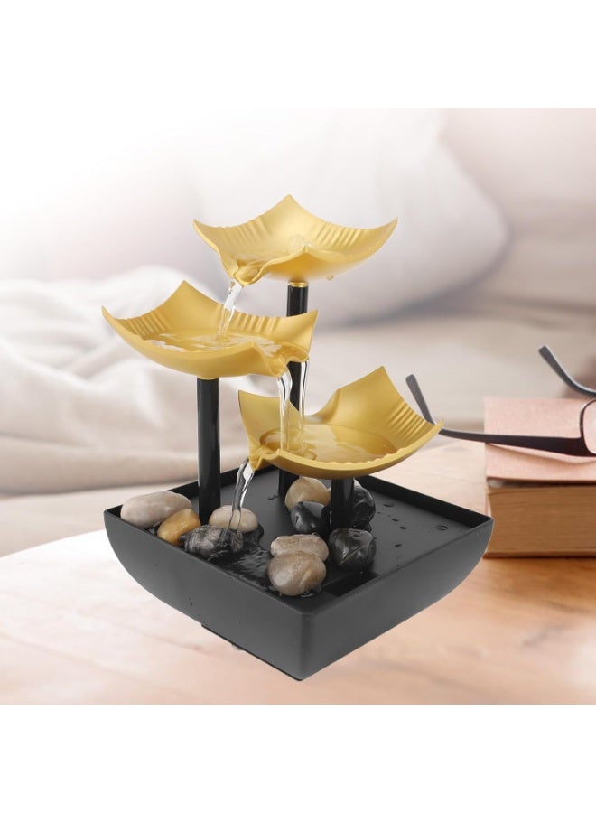 Relex Water Fountain, Desk Fountain Indoor Waterfall USB Powered 3 Tier Waterflow Fountain Desktop Fountain Decoration with LED Light for Living Room Bedroom Office Decoration - Image 2