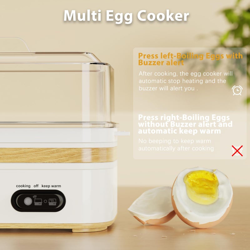 evoloop Rapid Egg Cooker Electric 6 Eggs Capacity, Soft, Medium, Hard Boiled, Poacher, Omelet Maker Egg Poacher With Auto Shut-Off, BPA Free-White - Image 4