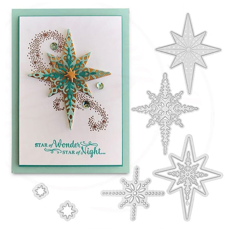 Mvchifay Cutting Dies Happy Birthday Metal Stencils Scrapbooking Tool DIY Emboss Paper Card Making 6 Pcs snowflakes124x83cm