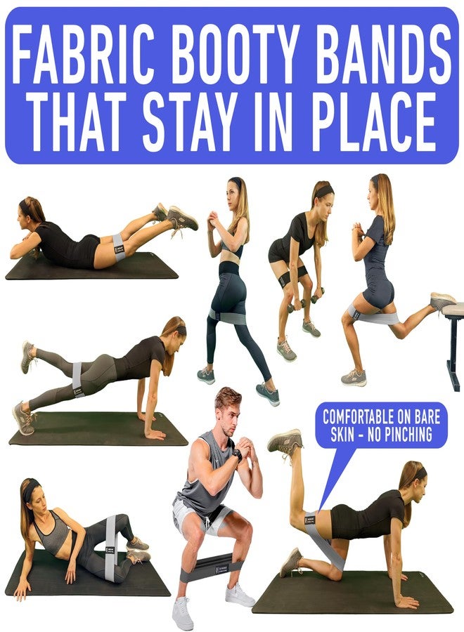 أحزمة مقاومة للتمارين الرياضية مع دليل استخدام أحزمة التمرين. 4 أحزمة لتقوية عضلات المؤخرة للنساء والرجال، أحزمة مطاطية قماشية للتمارين الرياضية، أحزمة مقاومة للساقين، أحزمة لتمارين الورك والفخذ والأرداف، مجموعة أحزمة - Image 2