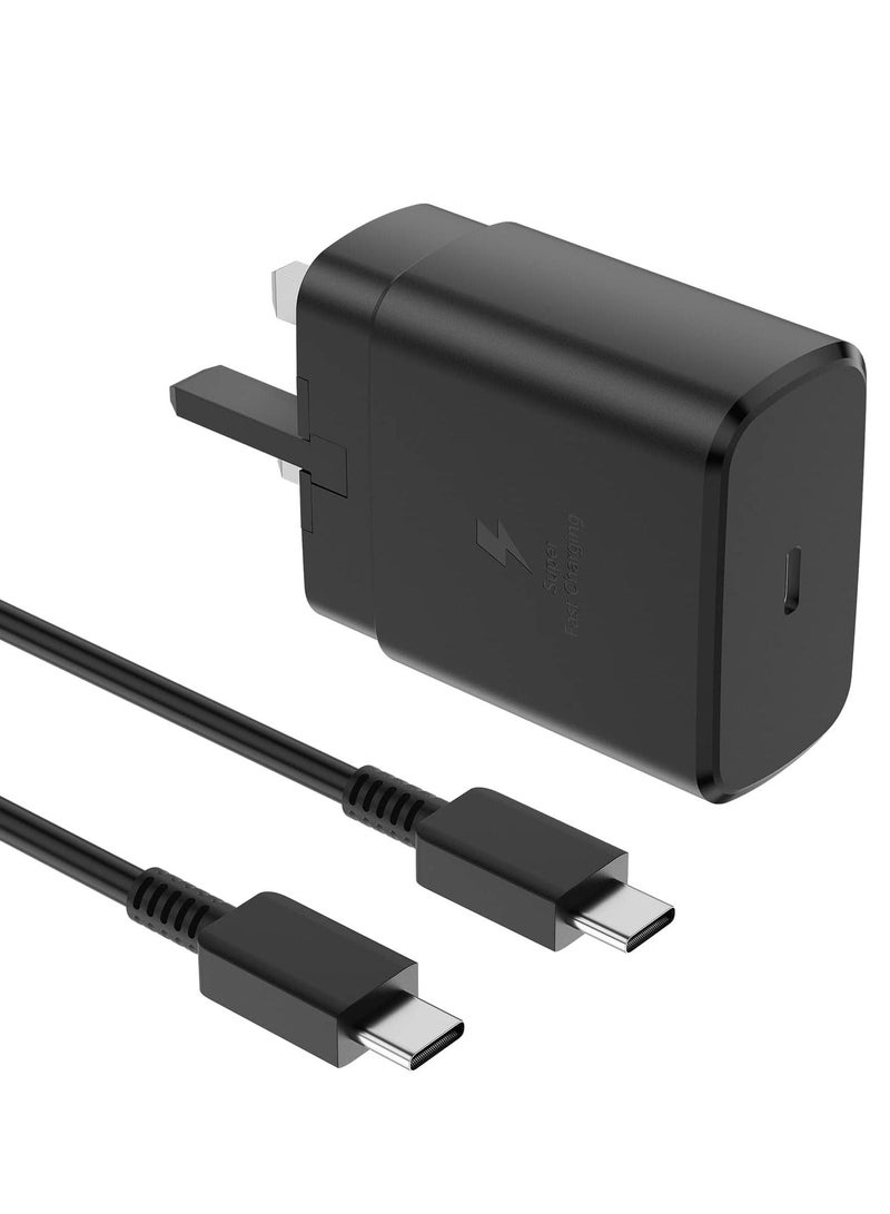 for 45W Samsung Charger Plug with 1.5M Cable for Samsung Galaxy S23/S23+/S23Ultra S22/S22+/S22Ultra S21/S21+/S21Ultra S20 A33,A72,A71,A53,A52,A51,A50,M33, UK Wall USB C Power Adapter - Image 1