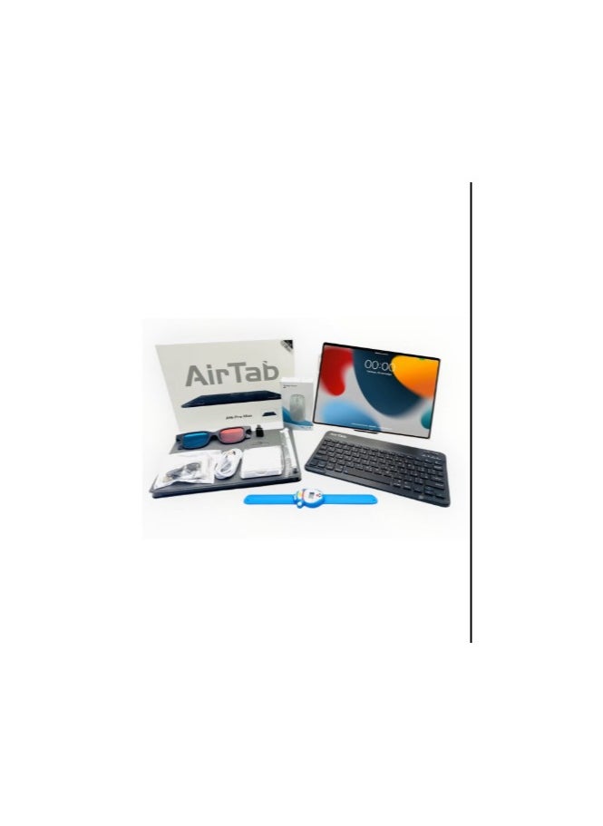 AirTab Airtab U25 Pro Smart Tablet 10.1 inch FHD Screen 16GB RAM 1TB Storage - With Arabic Keyboard - Blue 